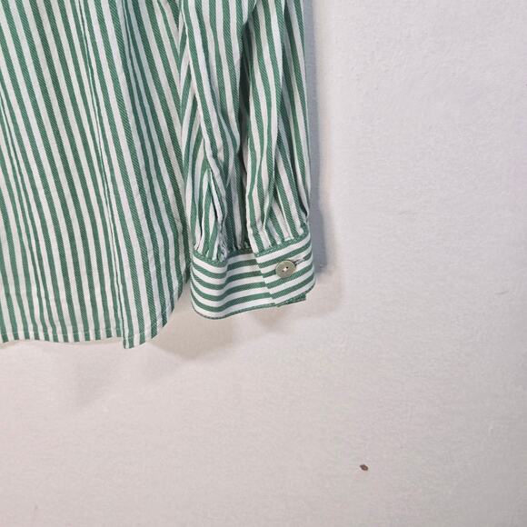 J Jill Women's Green Striped Henley Style Long Sleeve Coastal Vibe Shirt Size XS - Picture 7 of 7